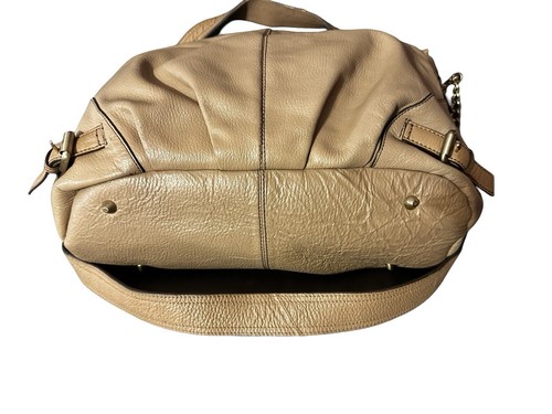 BCBG MAX AZRIA TOTE TRACOLLA MARRONE CHIARO GRANDE BORSA VERA PELLE ACCENTO AUTENTICO - Foto 10 di 19