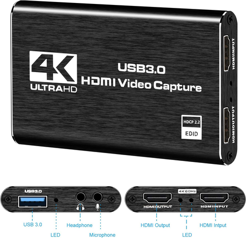 4K HDMI Capture Card for Nintendo Switch, PS5, Xbox, PC - 1080P 60FPS Streaming - Picture 2 of 12