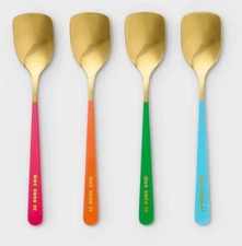 Tabitha Brown Gold Stainless Steel Dessert Spoon Set – 4ct, Dishwasher Safe