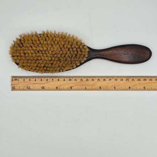 Antique Ebony Hair & Clothes Brush – Inlaid Bone Dots Natural Bristle c.1920 VGC - Picture 13 of 14