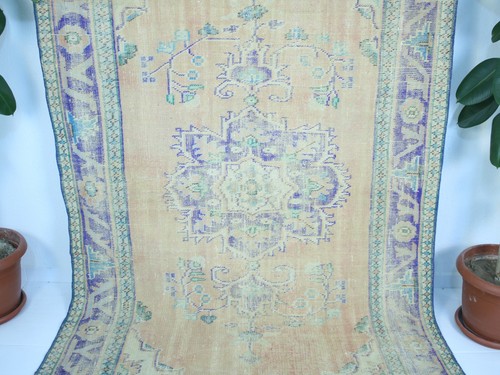 Alfombra vintage anudada a mano naranja azul tradicional envejecida 4,9 x 8,6 pies - Imagen 5 de 10