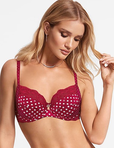 M&S Rosie for Autograph Underwired Non Padded Plunge Bra 38D Silk & Lace Red