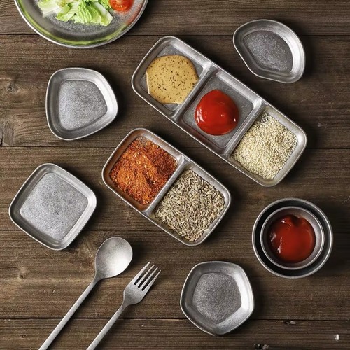 2Pcs Irregular Shape Dip Tray Industrial Style Condiment Dish Restaurant - Picture 10 of 23
