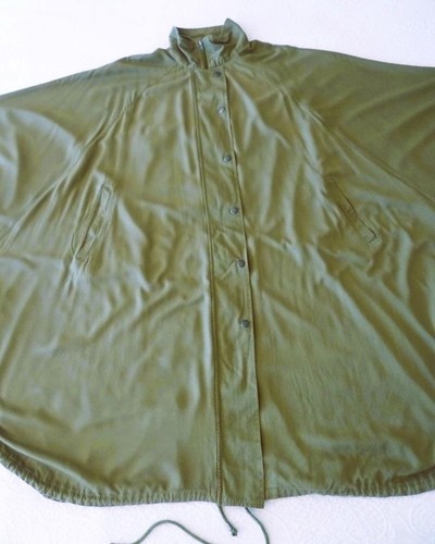 NWT Anthropologie PILCRO Olive Funnel Neck Utility Cape Trench Coat w/Pockets OS - Picture 13 of 19