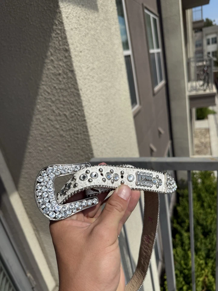 Cinturón BB Simon 2617 Lavasan Blanco/Claro 100% Auténtico Talla 34 Foto 2 de 4