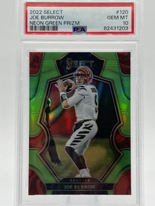 2022 Panini Select - Premier Level Joe Burrow #120 Neon Green Prizm /49