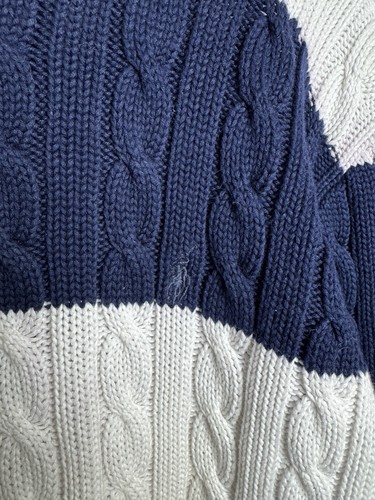 90s Polo By Ralph Lauren Blue And White Striped Knitted Sweater Size - XL - Picture 7 of 10