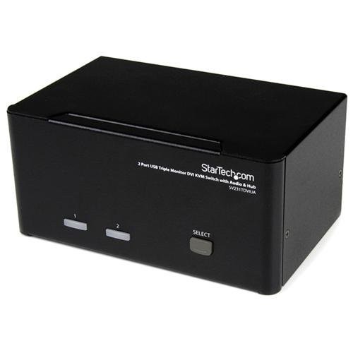StarTech 2 Port Triple Monitor DVI USB KVM Switch with Audio & USB 2.0 Hub