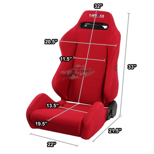 2 X NRG TYPE-R FULLY RECLINABLE LIGHT SEAT/SEATS+ADJUSTABLE SLIDER RED+STITCH - Picture 4 of 4