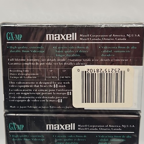 2 cintas de casete de videocámara Maxell 8 mm GX-MP de alta calidad 120 de colección sin abrir - Imagen 6 de 13