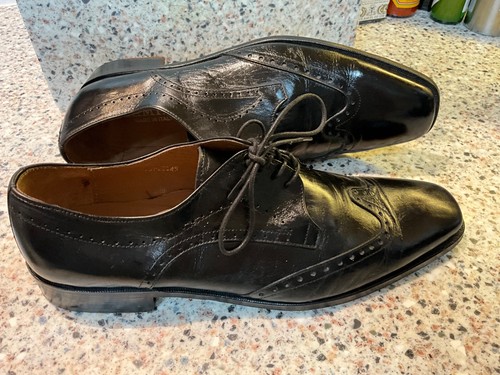 RIMINI MASSA MENS ITALIAN SHOES SIZE 45/12 BLACK BROGUE WINGTIPS LACE UP $149 - Picture 11 of 15