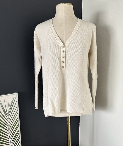 Madewell Women's Oversized Asherton Waffle Henley Sweater Pullover Wool Blend XS - Picture 4 of 10