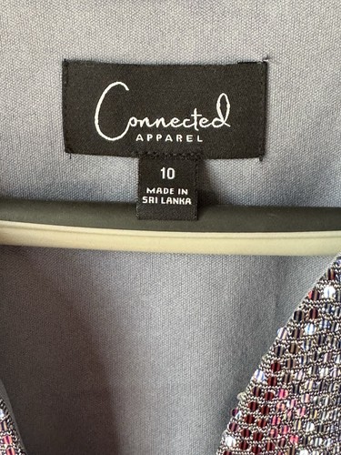 Connected Apparel Elegant Silver Shimmer Sleeveless V-neck Dress Sz 10 - Picture 4 of 5