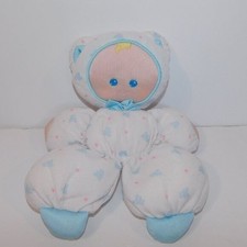 VTG 1989 Fisher Price Slumber Babies White Blue Bear Plush Cloth Doll 1366 Baby