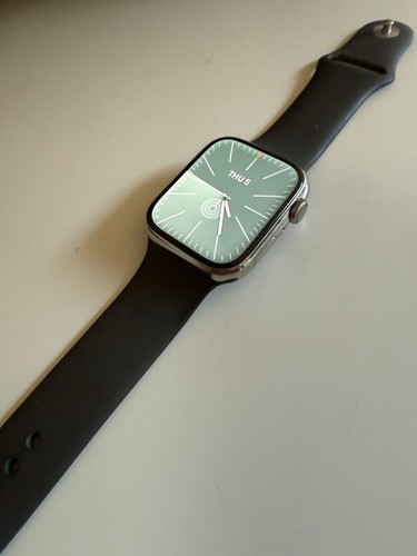 Apple Watch Series 9 srebrny stal nierdzewna komórkowy 45mm. STAN DOSKONAŁY - Zdjęcie 6 z 8