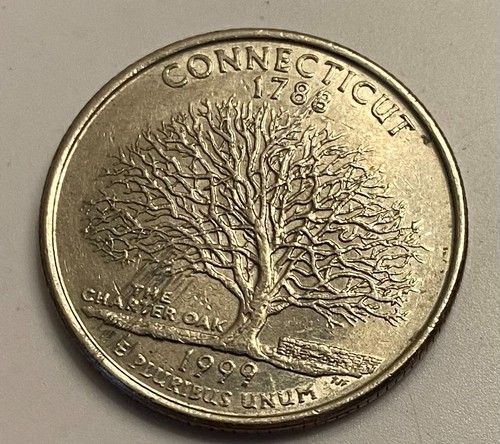 1999 D*Connecticut State Quarter**High Grade*Clear Struck Through Grease Error**