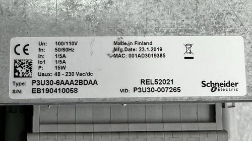 SCHNEIDER ELECTRIC REL52021 P3U30-6AAA2BDAA EASERGY PROTECTION RELAY - Picture 6 of 6