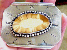 OLD PAWN VINTAGE NATIVE AMERICAN NAVAJO BELT BUCKLE STERLING SILVER