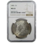 1883 Morgan Silver Dollar MS 63 NGC Uncirculated $1 Coin SKU:CP398