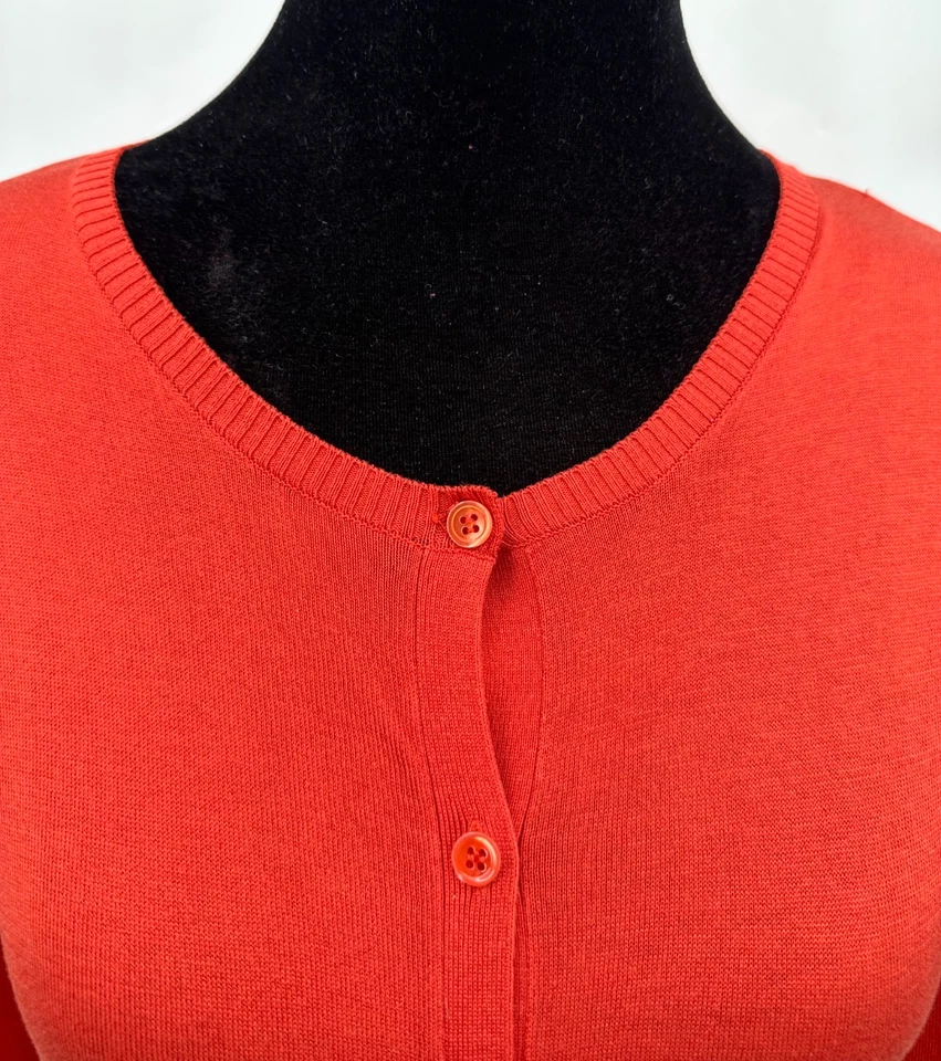 BCBGMAXAZRIA Womens Crew Neck Button Down Cardigan Sweater Small Orange Knit - Image 3 of 4