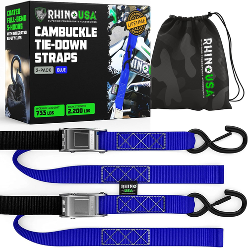 Motorcycle Tie down Straps (2 Pack) Lab Inspected 2,200Lb Break Strength, Steel - Picture 9 of 12