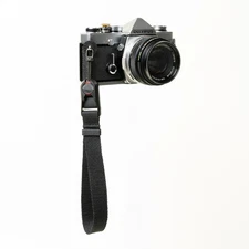 Handmade Photo Camera Wrist Strap w/ peak design anchor Black Cotton