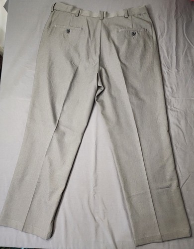 Haggar Premium No Iron Khaki Gray Cool18pro Pleated Stretch Dress Pants 36x29 - Picture 2 of 7