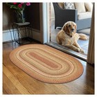 Homespice Harvest Jute Braided Rug 20x30in Oval Beige-Tan-Red-Sage Natural Jute