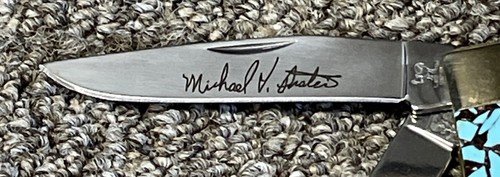 C. Bertram Michael Prater Turquoise Custom Pocket Knife NEW - Picture 2 of 14