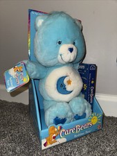 Vintage Care Bears Plush Wish Bear 2002 with VHS Tape Cartoon Blue New Boxed