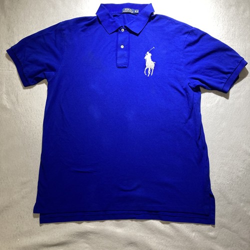Polo Ralph Lauren Herren XLT Tall Blau Big Pony Kurzarm Hemd Preppy