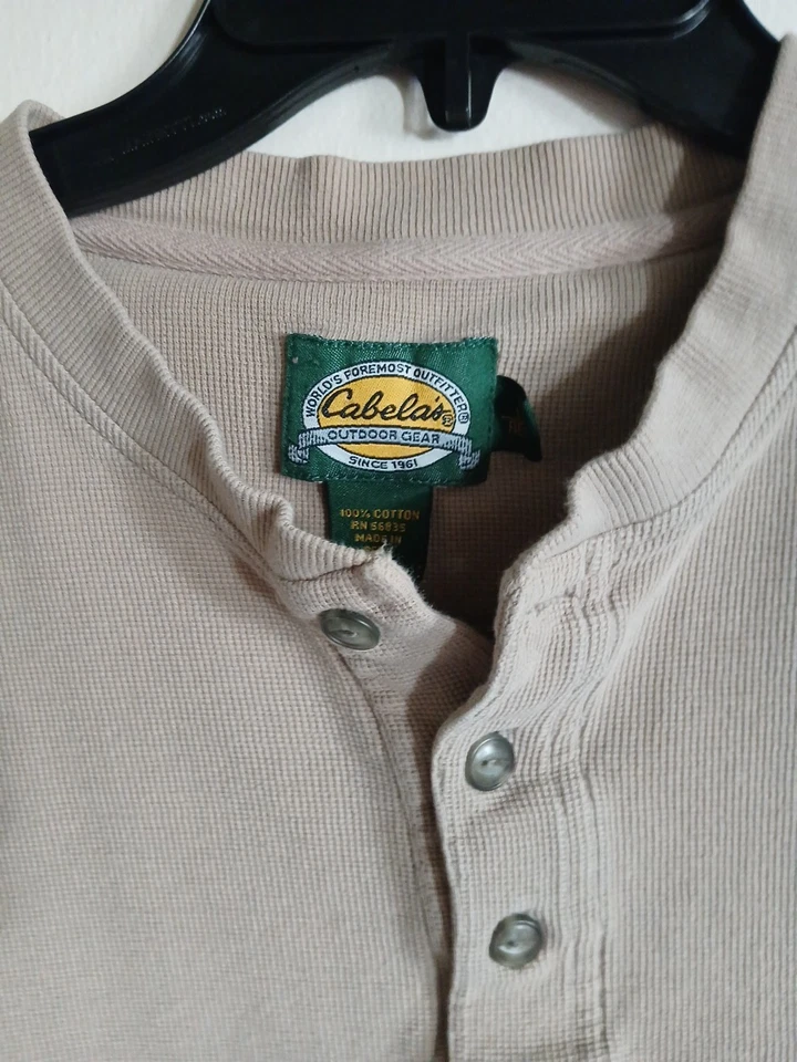 Camisa Cabelas Outdoor Gear 100 % algodón manga larga para hombre talla grande beige tostado Foto 4 de 4