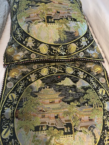 ORIENTALISCHES SET AUS ZWEI BROKAT BLUMEN KISSEN & KISSENBEZUG, 18" 18" - Bild 2 von 15
