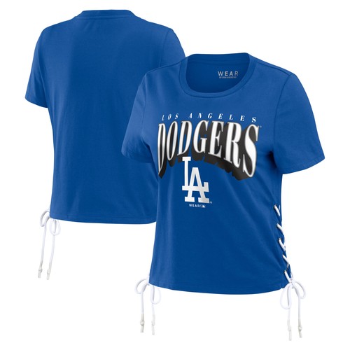 Women's WEAR by Erin Andrews Royal Los Angeles Dodgers Side Lace-Up Cropped