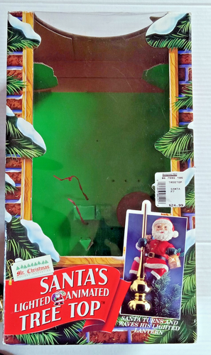 Vintage 1994 Mr Christmas Santas beleuchtete animierte Baumspitze funktioniert! Originalkarton - Bild 11 von 14
