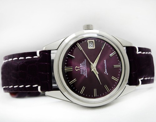 Reloj Omega Seamaster Vintage Fecha Automática Sunburst Esfera Púrpura Hombres Acero C.1968 - Imagen 8 de 19