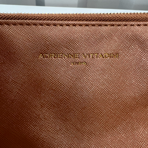 Adrienne Vittadini Wallet Zipper Camel Brown EUC Change Purse Clutch Charm - Picture 2 of 10