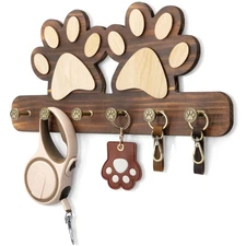 Farmhouse Key Holder for Wall - Decorative Dog Leash Hanger Wall Mounted and ...