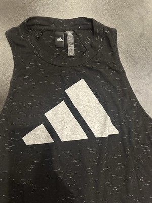 Adidas Winners 2.0 Tank Top Women Size L Black Space Dye Athletic Muscle
