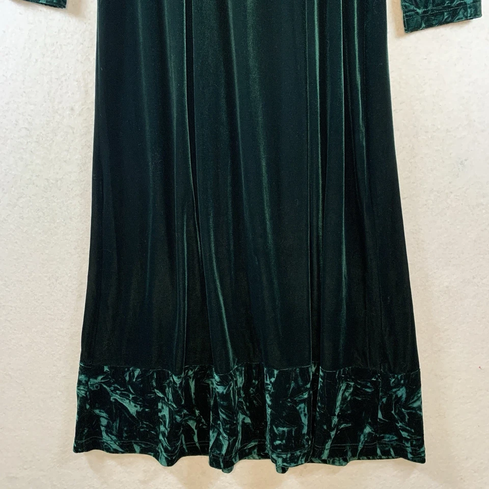 Vintage Womens Velvet Maxi Dress Sz 10 Green Holiday Event Formal Whimsigoth - Image 3 of 4