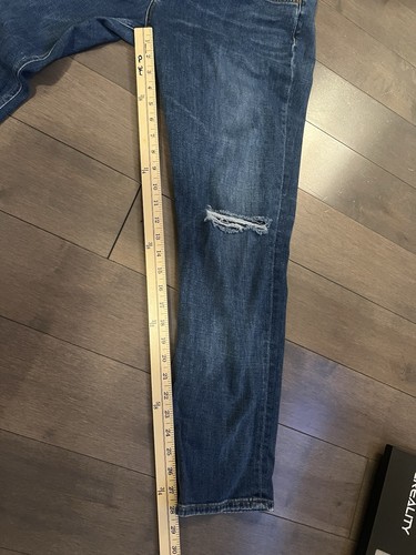 Rag And Bone Woman Jeans Dre Low Rise Slim Boyfriend Blue Distressed Size 33 - Picture 11 of 14