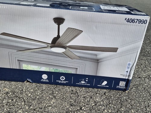 Harbor Breeze Cartersville 60-in Gray LED Indoor/Outdoor Ceiling Fan with Remote - Picture 4 of 12