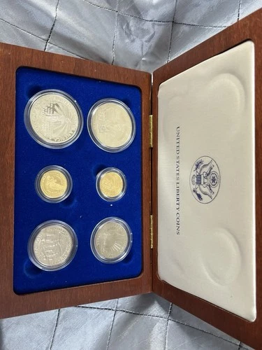 US Mint 1986 Liberty Statue Silver/Gold Proof & Uncirculated Coin Set - 6 Pieces