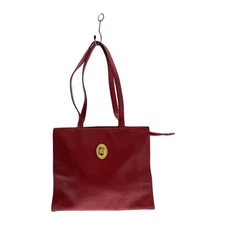 Christian Dior Tote Bag Red Leather Corner Scratches Vintage Authentic