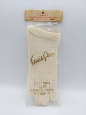 Vintage 1960s Ladies White Stretch Gloves - Made in Japan   NOS