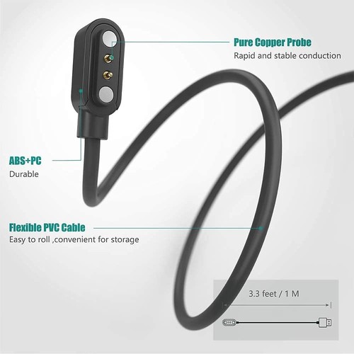 F57l Smartwatch Charger, Magnetic Replacement Charger 2 pack-Black+Black - Picture 4 of 7