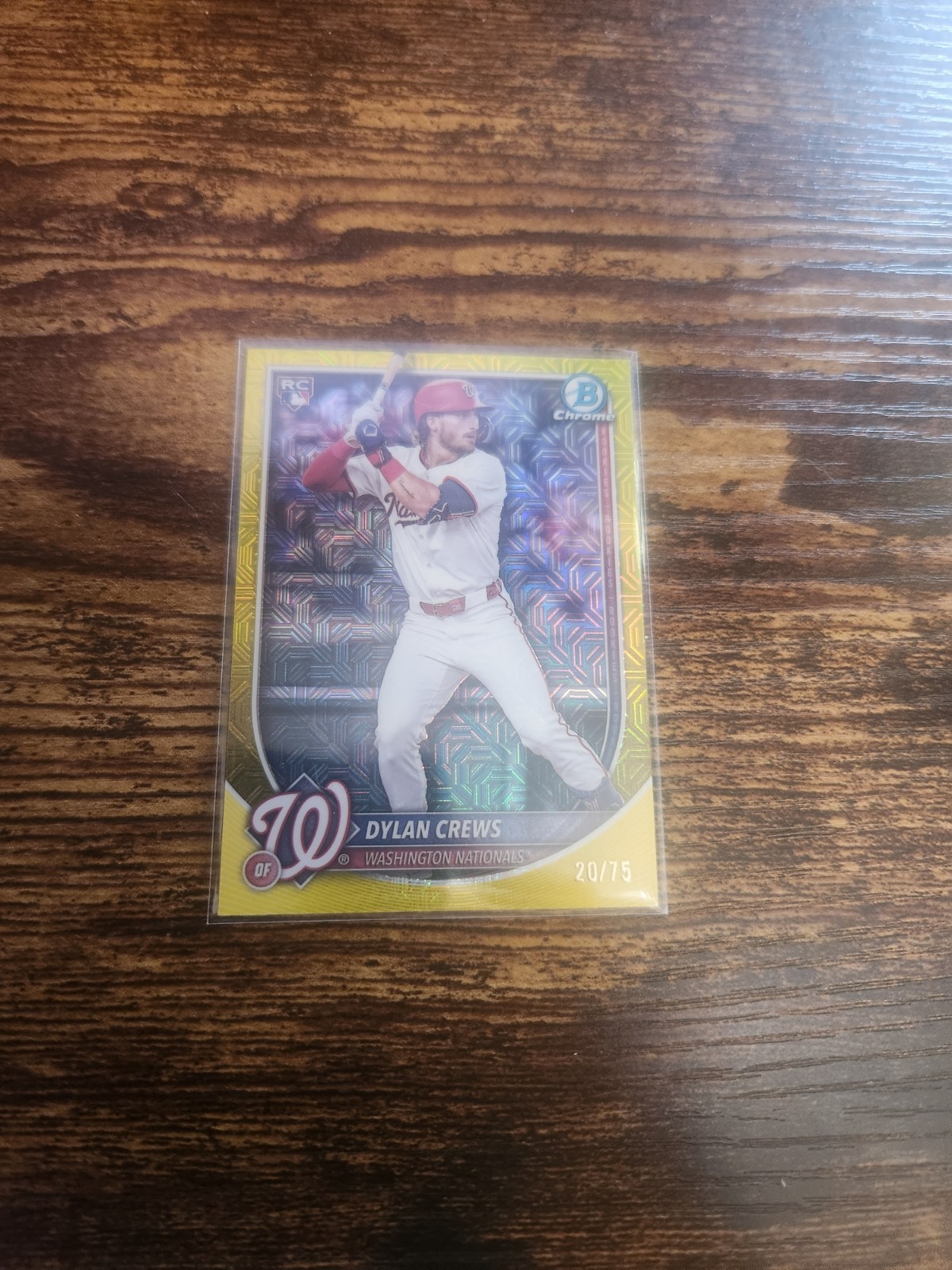 2025 Bowman Chrome Dylan Crews Yellow Mojo Refractor RC 20 /75