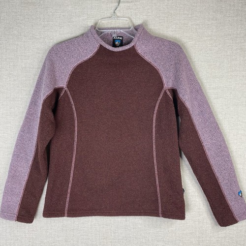 Kuhl Sweater Womens S Purple Alpaca Fleece Mock Neck Pullover Hiking Raglan