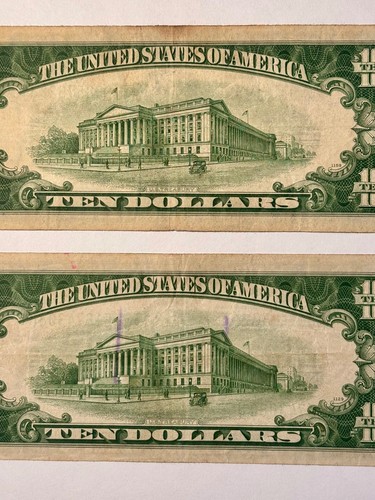1934B & 1934D 10 $ Ten Dollar Vintage Green Seal Federal Reserve Notes • Lot of 2 - Bild 6 von 8