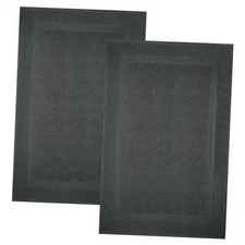  Premium Cotton Grey Bath Mats –Pack of 2, (34x22 Towel Bath Mats Shadow Grey
